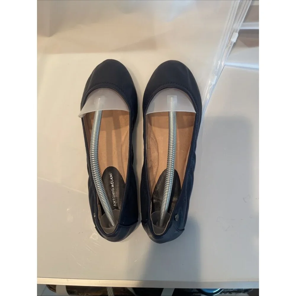 Antonio Melani Navy Blue Ballet Flats Women's Size 7.5‎ Leather Slip-ons Soft